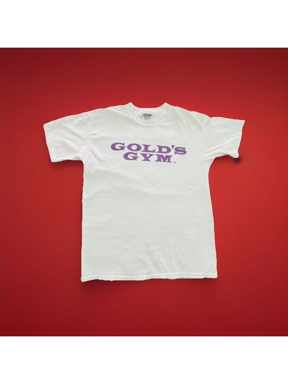 Vintage 90s Golds Gym T Shirt White/Purple Logo Workout Classic Sz XL Crisp